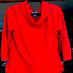 Red with black stitching. Rafaella Sweater Large